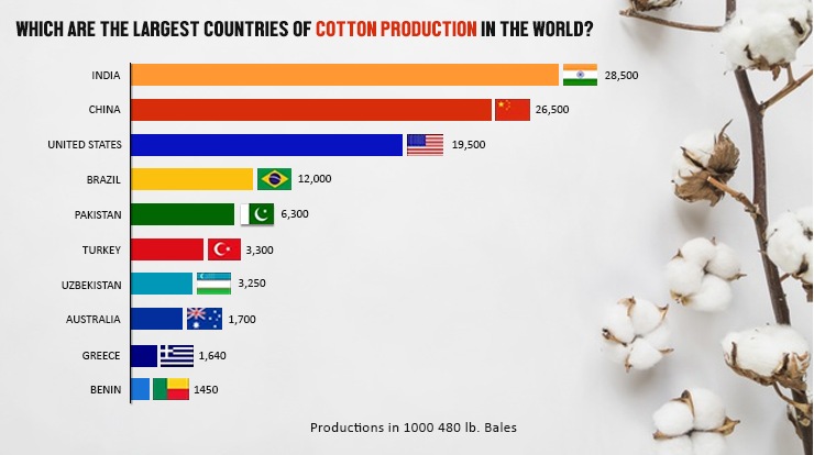 Which Are The Largest Countries of Cotton Production in the World?