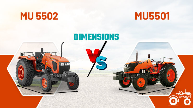 Dimensions - Kubota MU 5502 2wd vs Kubota MU 5501